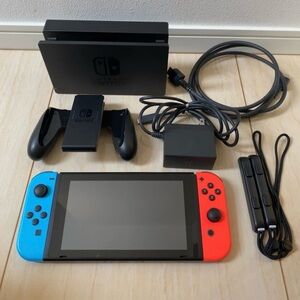 Nintendo Switch Console with Neon Blue and Red Joy-Con